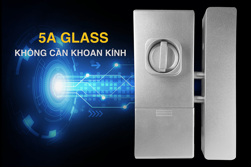 Khóa cửa bằng vân tay, khóa điện tử cửa kính 5A GLASS